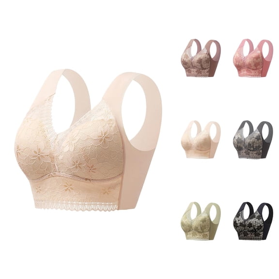 Minimizer Bras for Women Lightweight Full Coverage Racerback Push Up Bralette Floral Lace Cute Everyday Bra