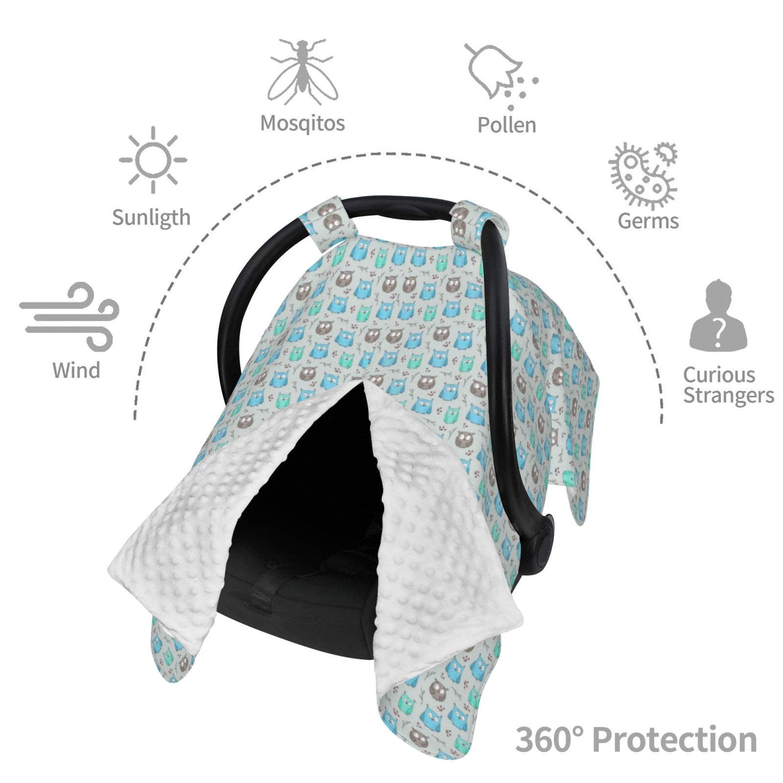 Naloa Owl Baby Car Seat Cover, Breathable Baby Carrier Cover, Multiuse Baby Carrier Cover & Nursing Breastfeeding Cover