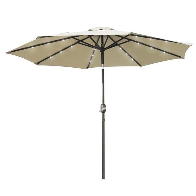 LeisureMod SUBL-9CR Parasol de Marché Inclinable de 9 Pieds pour Patio Extérieur avec Lumières LED Solaires, Crème