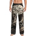 thumbnail image 2 of Lsque Vintage Pattern Flower Skull Print Men's Pajama Pants, Lounge Pant - Comfortable Home Wear,Elastic Waistband, Stylish Design-Medium, 2 of 9