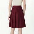 thumbnail image 3 of Women's Pleated Long Skirts Vintage Solid Color Knee-Length Skirts High Waist Casual Mid Length A-Line Skirts, 3 of 9