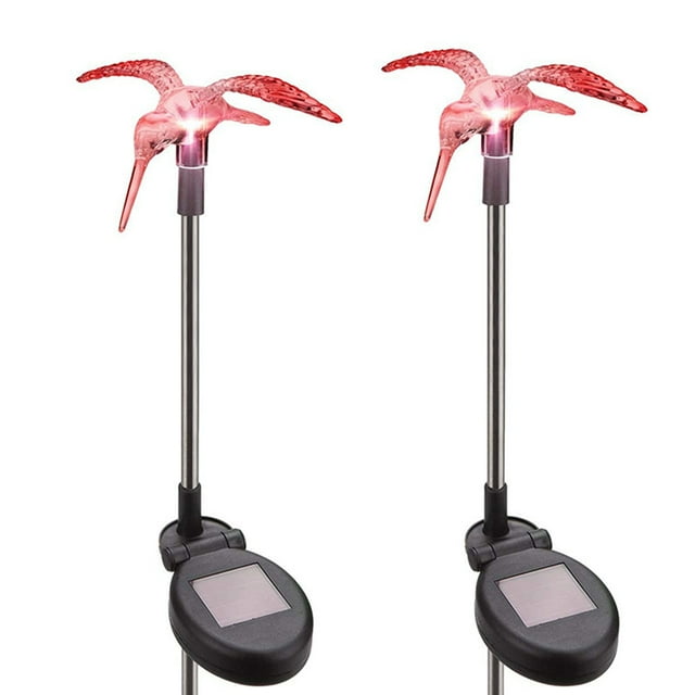 Matsuzay 2 luces solares de hadas con atmósfera mágica para jardín por la noche. Paquete de 2: mariposa, colibrí, libélula. Iluminación y accesorios do