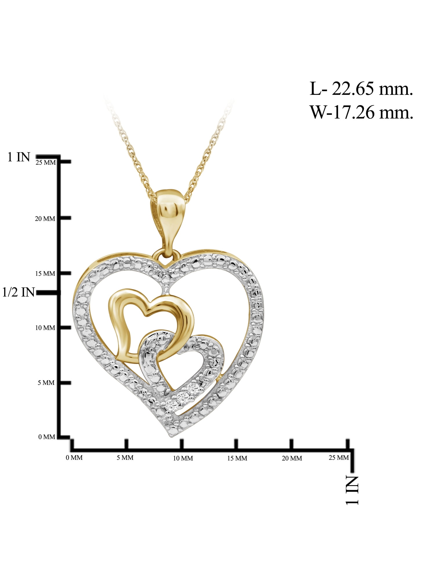 JewelersClub 14K Gold Plated Silver (.925) Heart Necklace with Accent White Diamonds | Jewelry Pendant Necklaces for Women White Diamonds & 18 inch Rope Chain with Spring Clasp