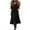 Black, variant on Womens Cotton Linen Midi Dress Half Sleeve Round Neck Tunic Dress Summer Solid Color Pleated Casual Dresses White XL