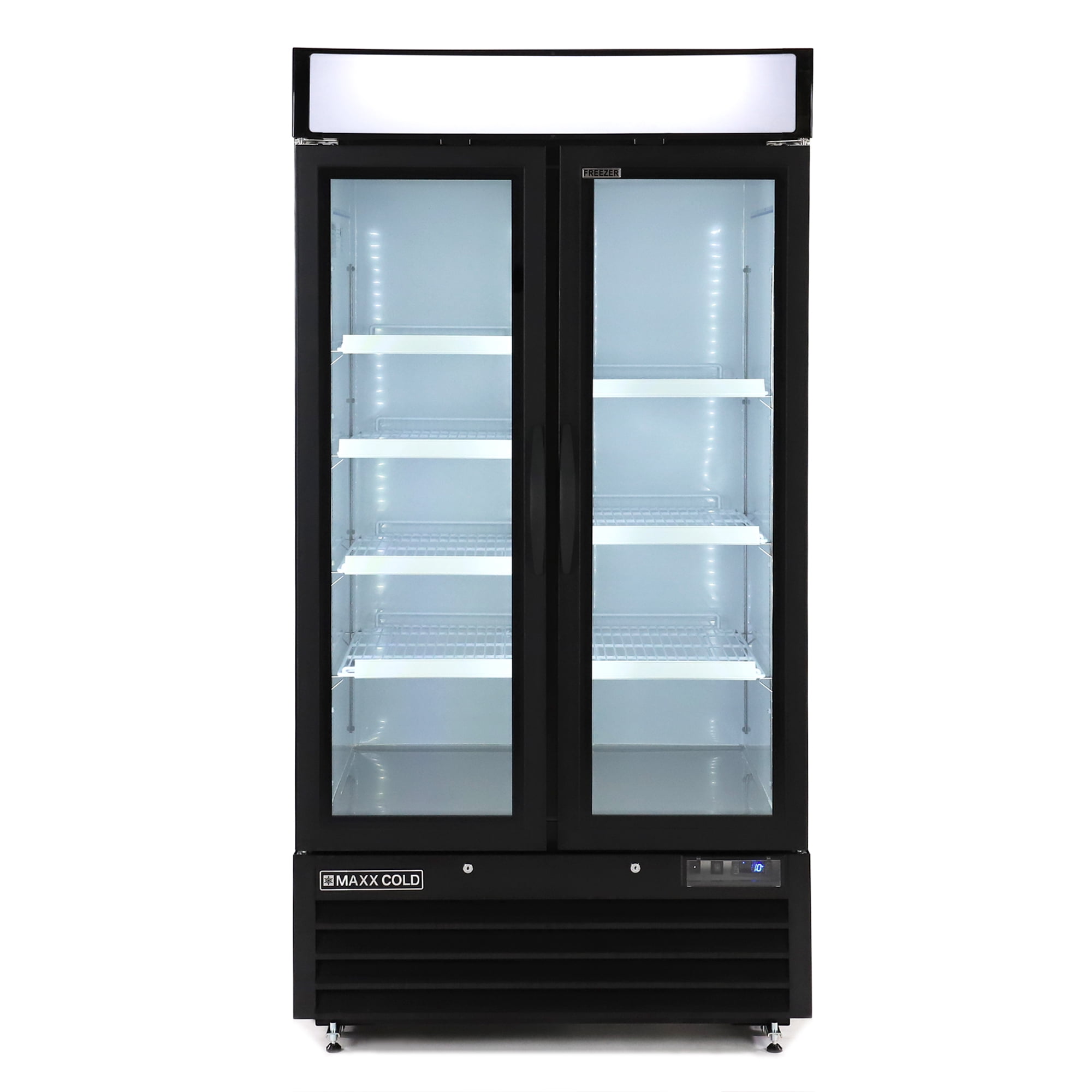 Maxx Cold 36 cuft Double Door Freezer, Black Exterior, Swinging Doors