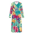thumbnail image 5 of SEANATIVE Women's Nightgowns Soft Button Front Sleep Shirt Long Sleeve Night Gown Fall Winter Pajama Dress Cozy Full-Length Nightwear for Home Bedroom, S, Butterfly Floral Leaf, 5 of 7