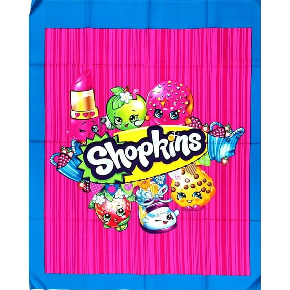 1 Panel - Shopkins Colorful Characters Cotton Fabric Panel -  (Great for Quilting, Sewing, Craft Projects, Wall Hangings, and More) 36" X 44"