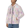 thumbnail image 3 of Wukai Colorful Bunny Print Men's Zip-Up Hoodie,Fleece Full-Zip Hoodie for Men, Hooded Sweatshirt-Small, 3 of 5