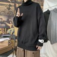 thumbnail image 5 of Suéter de cuello alto para hombre, camisa holgada de base gruesa, suéter de estilo de color sólido de moda para otoño e invierno para hombre, 5 of 5