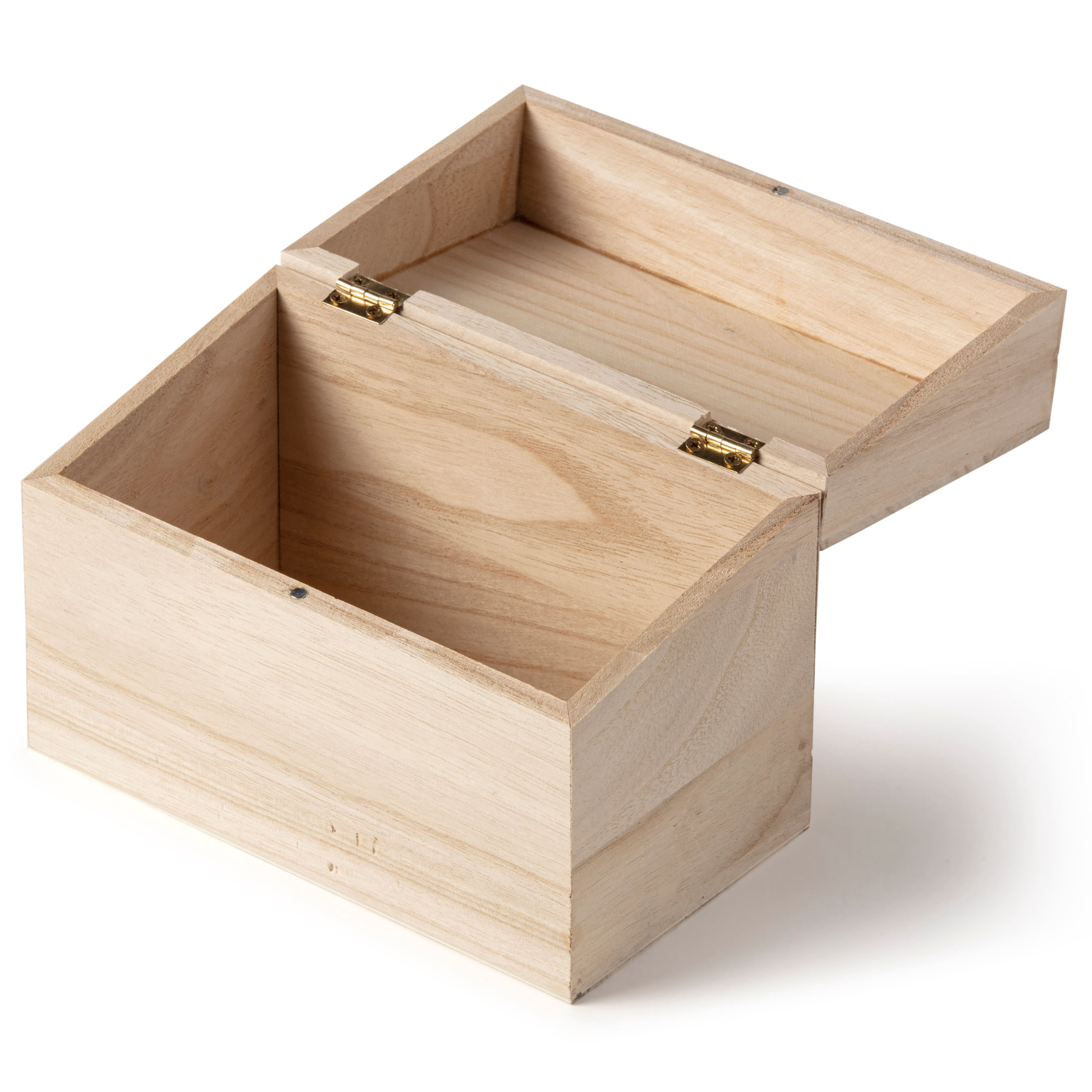 Make Market 6.5" Unfinished Wooden Recipe Box - Ready-To-Decorate Wood Recipe Box, Holds 3" x 5" Index Cards - Bulk 6 Pack