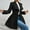 Black, variant on Women's Solid Color Lapel Woolen Coat with Slim Long Fit for Fall and Winter Fashion