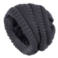 thumbnail image 2 of Women's Satin Lined Slouchy Beanie, Cozy Cable Knit Winter Hat with Silk Like Lining for Hair Scalp Protection, Soft Warm Knit Cap for Autumn Winter Outdoor Dark Gray, 2 of 9
