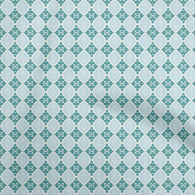 oneOone Viscose Chiffon Turquoise Blue Fabric Asian Block Print Sewing Material Print Fabric By The Yard 42 Inch Wide