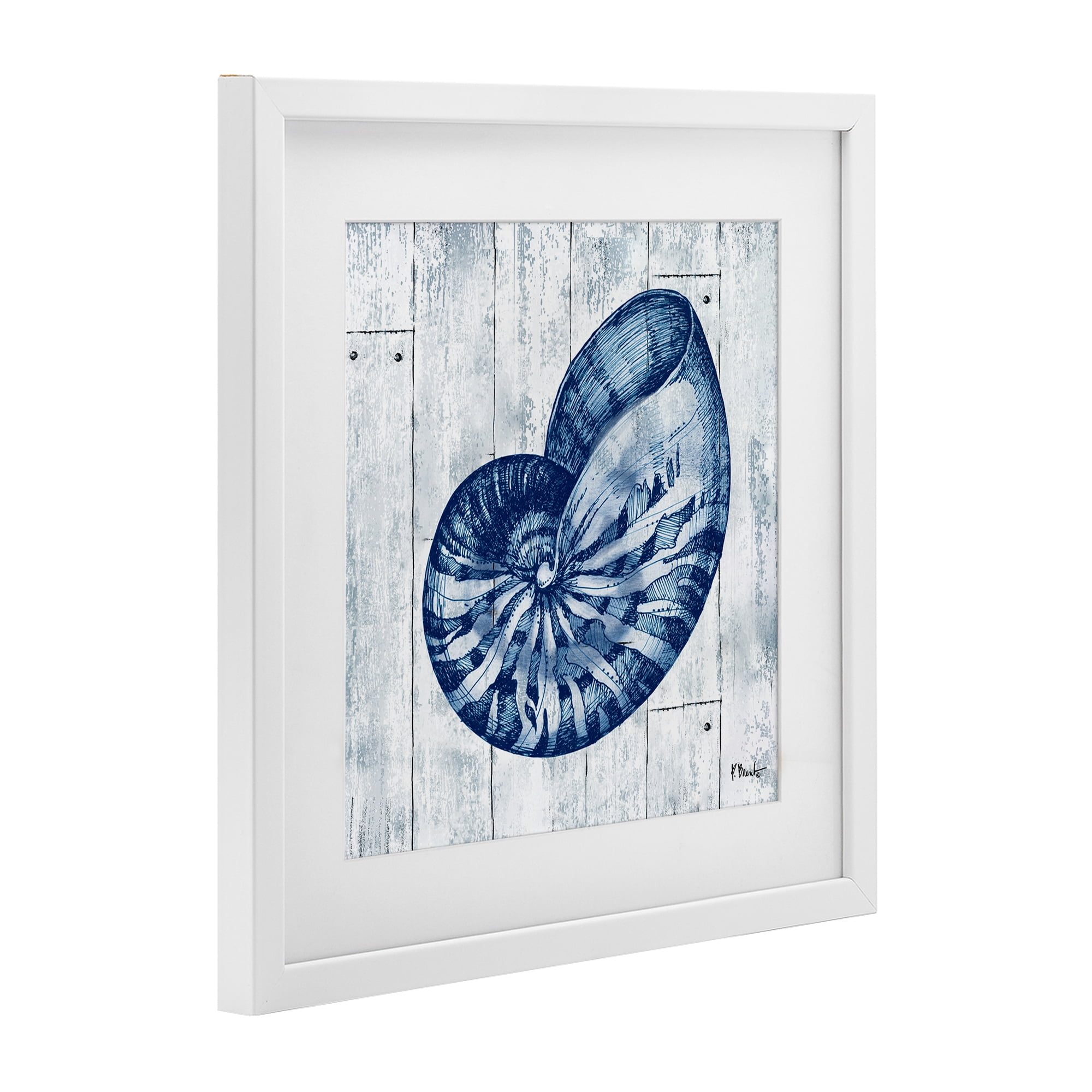 Stupell Industries Coastal Timberland Nautilus White Framed Print Under Glass, design by Paul Brent