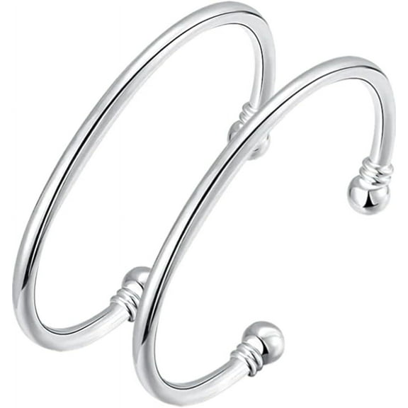 Sterling Silver Bangle Bracelets for Women,Fashion Jewelry Simple Adjustable 925 Silver Cuff Bangles for Women Mom Wife Valentine Mothers Day Gift