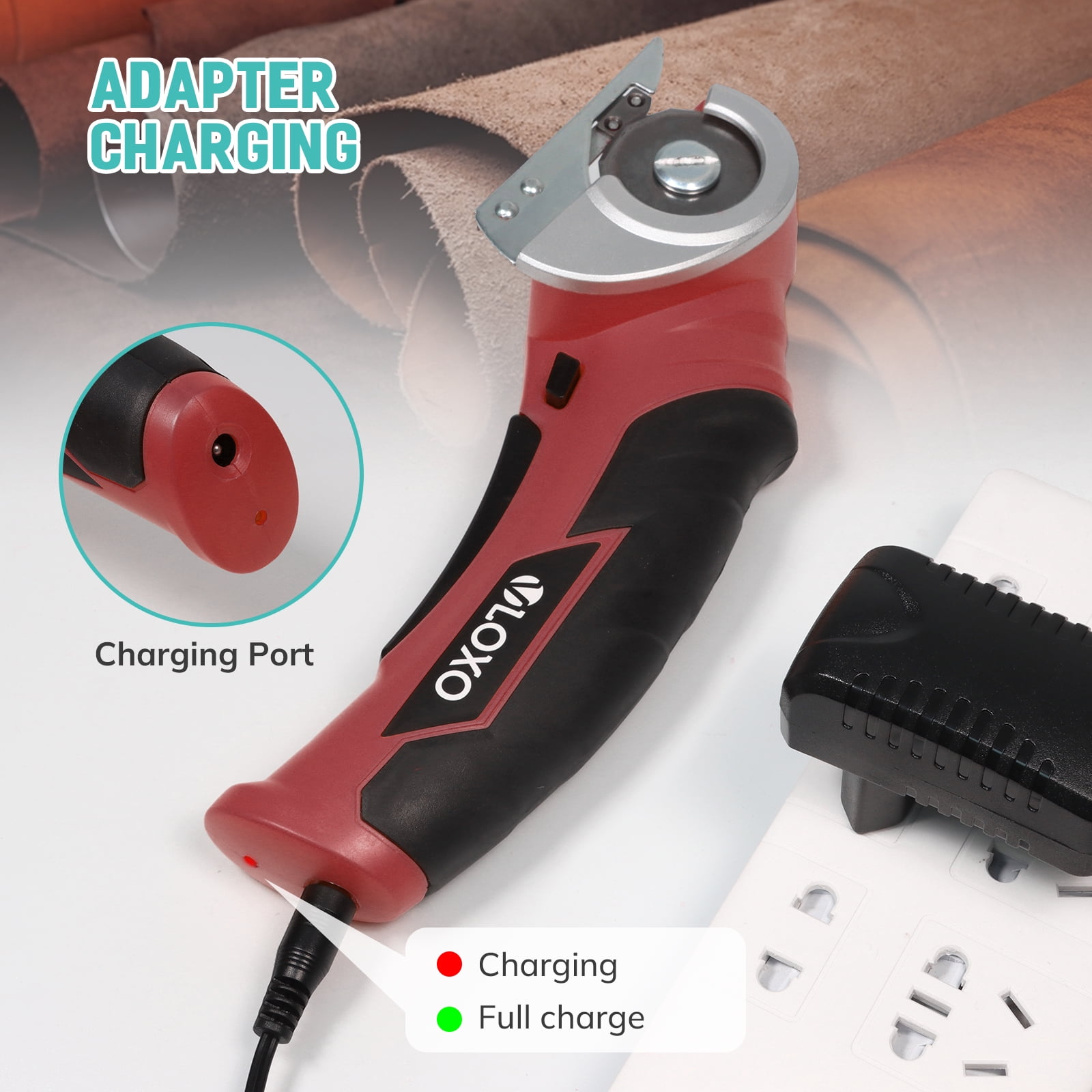 VLOXO Cordless Electric Scissors, Electric Fabric Scissors 4V Power Mini Cutter Rechargeable Cardboard Cutter with Safety Lock Multi-Cutting Tools for Leather Cardboard Canvas
