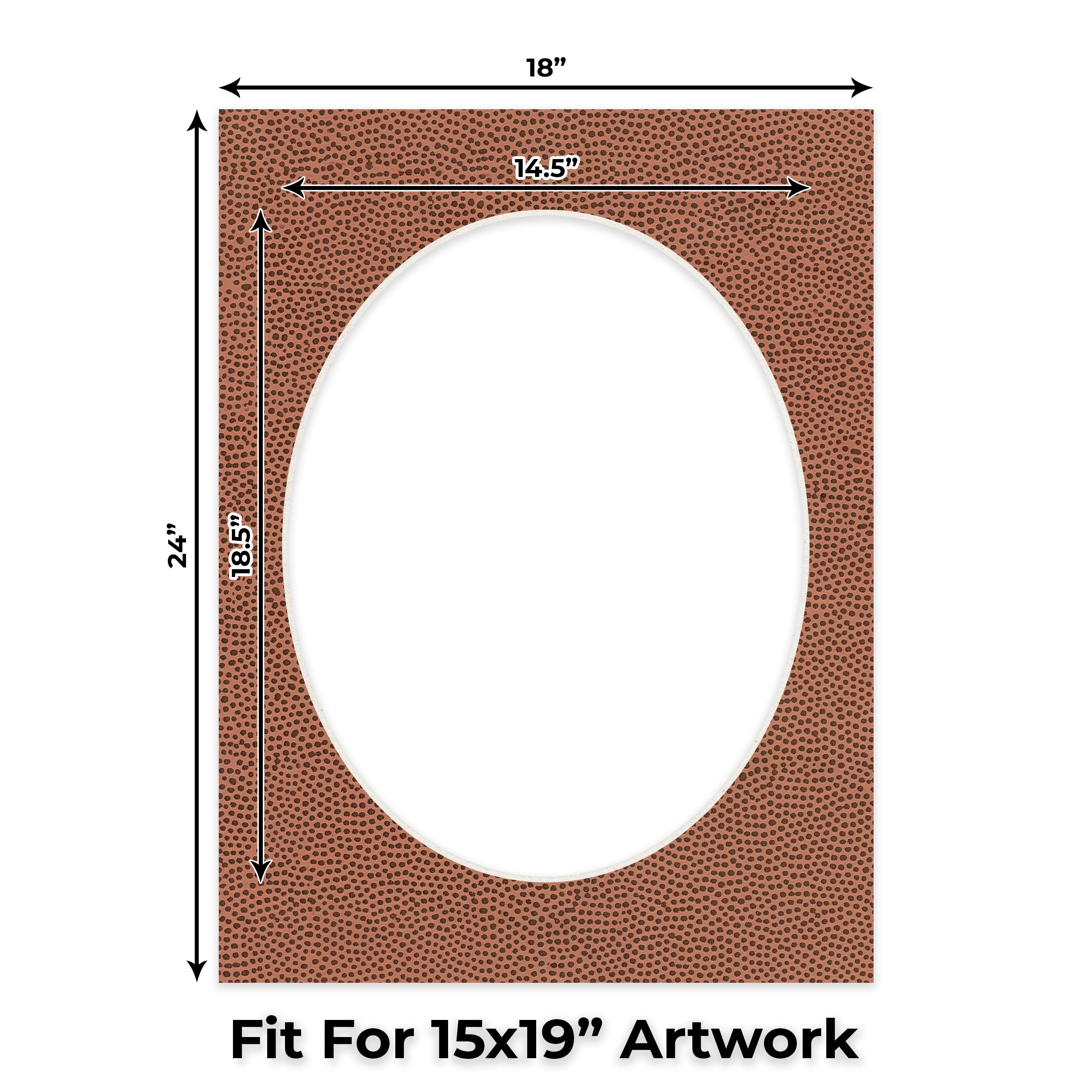 Football Texture Picture Frame Mat for 18x24 Frames - Oval Opening for 15x19 Photos - 10 Mats