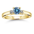 thumbnail image 4 of Gem Stone King 18K Yellow Gold Plated Silver Persian Blue Moissanite and White Diamond 3-Stone Engagement Ring for Women (0.63 Cttw, Gemstone Birthstone, Size 8), 4 of 4