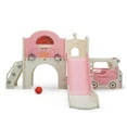 thumbnail image 6 of Imerelez 9 in 1 Toddler Slide, Bus-Themed Kids Slide and Climber Playset with Basketball Hoop, Ring-Toss, Car Playhouse, Telescope, Freestanding Indoor and Outdoor Playground for Baby Age 3, 6 of 9