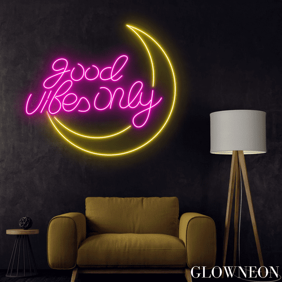 Glowneon Good Vibes Only Neon Sign, Good Vibes Led Sign, Bedroom Sign