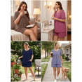 thumbnail image 4 of SHOWMALL Women's Plus Pajama Sets Pleated Front Loungewear Purple Gray 2X Sleepwear Ladies Pjs Sets with Pockets, 4 of 9