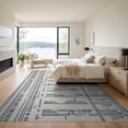 thumbnail image 3 of ODIKA 9'x12' Indigo Marled Handwoven Design Washable Area Rug Intricate Patterns with Modern Flair for Great Room, Indoor Concept, Large Living Low Pile, Flatwoven, 3 of 7