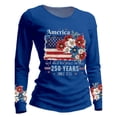 thumbnail image 2 of Womens Long Sleeve Tops 250th Anniversary Top Trendy Fitted Shirts Independence Day Flag Printed Crew Neck Tee, 2 of 3