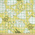 thumbnail image 2 of Food Fabric by the Yard Upholstery, Hand Drawn Monstera Watermelon Pomegranate Exotic Fruits Flowers Summer Art, Decorative Fabric for DIY and Home Accents, Pastel Yellow White by Ambesonne, 2 of 5
