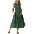 thumbnail image 2 of Vestidos de verano sin mangas para mujer INSPIRE CHIC, vestido midi casual con capas y bolsillos, color verde ejército XL, 2 of 6