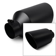 Universal Diesel Truck Angled Black 15 inch Bolt On Exhaust Tip 4 In 7 Out Stainless Steel