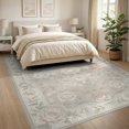 thumbnail image 3 of ODIKA 8'x10' Washable Area Rug Round Shaped Border Geometric Flower Solid Patterned Retro Romance for Living Room, Under Sectional, Family , Durable, Non-Slip, 3 of 7