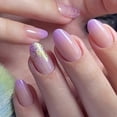 thumbnail image 1 of 24Pcs Press on Nail Almond Glues on Nail French Fake Nail Designs False Nail Artificial Nail Gifts for Women Girls, 1 of 4