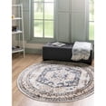 thumbnail image 2 of Unique Loom Tapis de Bordure Oxford 5' x 5' Rond Ivoire/bleu, 2 of 2