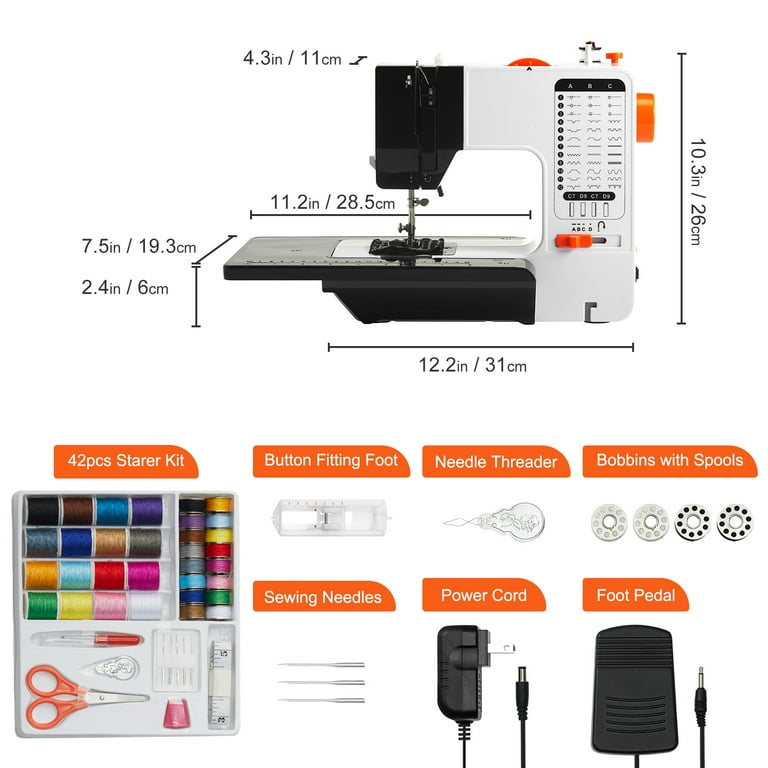 KPCB Mini Sewing Machine for Beginners with DIY Bag Material and Finger  Protection Guard 