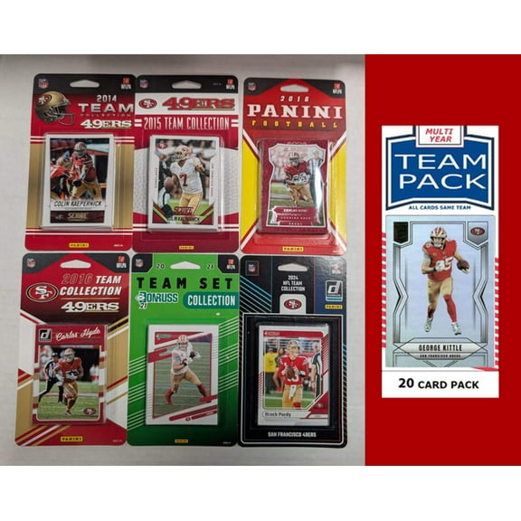 Donruss SF 49ers Team Sets 2024 2021 2016 2015 2014   Multiyear Pack 2025 George Kittle