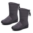 thumbnail image 4 of Naierhg 1 Pair Snow Boots Waterproof Plush Lined Adjustable Drawstring Tassels Solid Color Casual Winter Warm Women Mid Calf Shoes Streetwear for Home Grey, 4 of 8