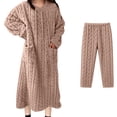 thumbnail image 6 of yillto Women Fleece Nightgowns Long Sleeve Plush Loungewear Sherpa Fuzzy Pajamas Pants 2 Piece, 6 of 7