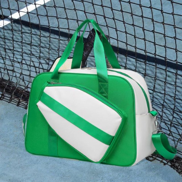 Bolso de pickleball sport Tote extraíble correa de hombro ajustable, bolso de hombro multipropósito con compartimento para zapatos para bádminton Verde