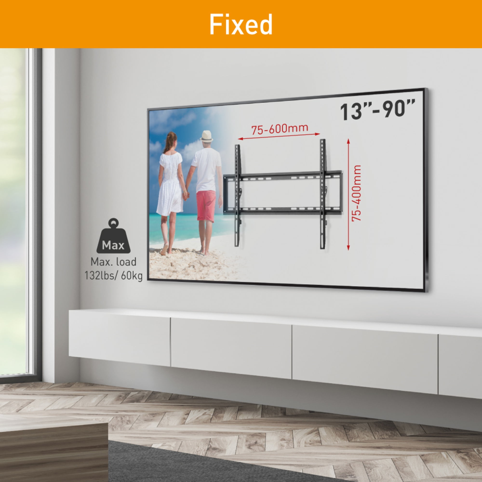 Barkan E407 Tv Wall Mount, 13 - 90 Inch Fixed Flat