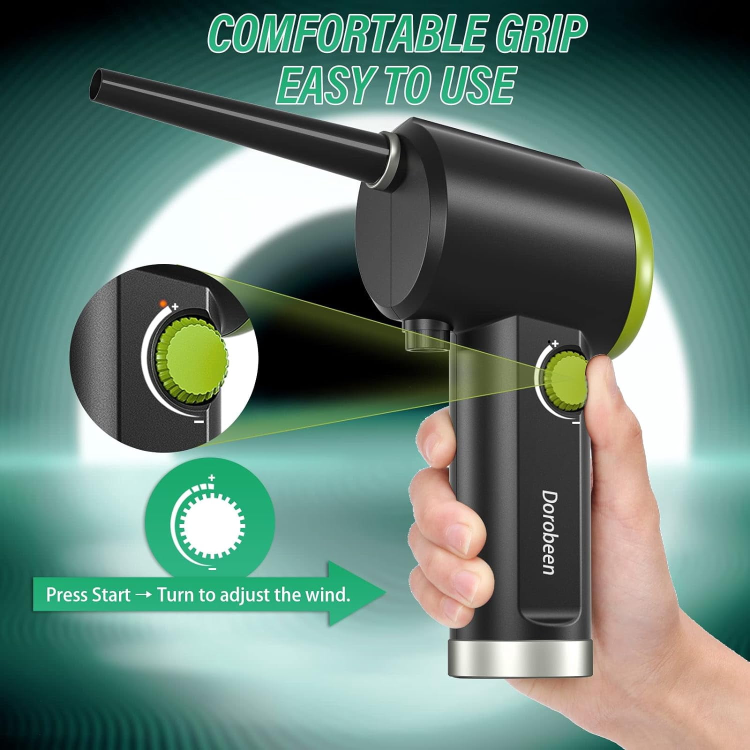DOROBEEN Cordless Compressed Air Duster - 41000RPM Handheld Electric Blower for PC Keyboard & Electronics Cleaning with Stepless Speed Control