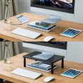 thumbnail image 6 of Behome 2 Pack Monitor Stand, Desk Monitor Riser 3 Height Adjustable, Laptop Riser with Airflow Vents, Desktop Stand for Computer, Printer, Monitor, Laptop, Black Steel, 14.57 in, 6 of 7