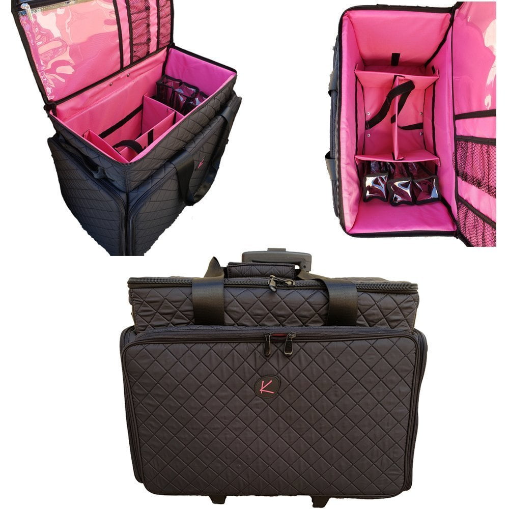 Artist Kiota Soft Makeup Case on Wheels Cosmetic Trolley Inside