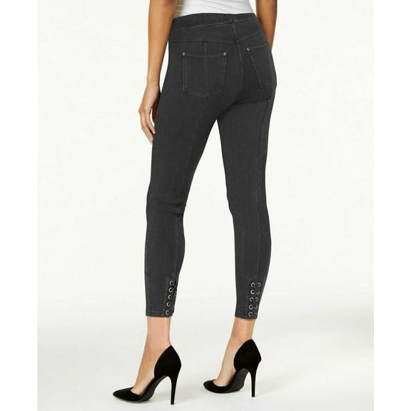 HUE Women's Original Denim Laced-Up Skimmer Leggings, Dark Gray, X-Small