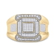 thumbnail image 2 of Solid 10K Yellow Gold Real Natural Diamond Mens Octagon Square Cluster Anniversary Ring 1/2 Carat - Size - 9 ( .45 Cttw ), 2 of 5
