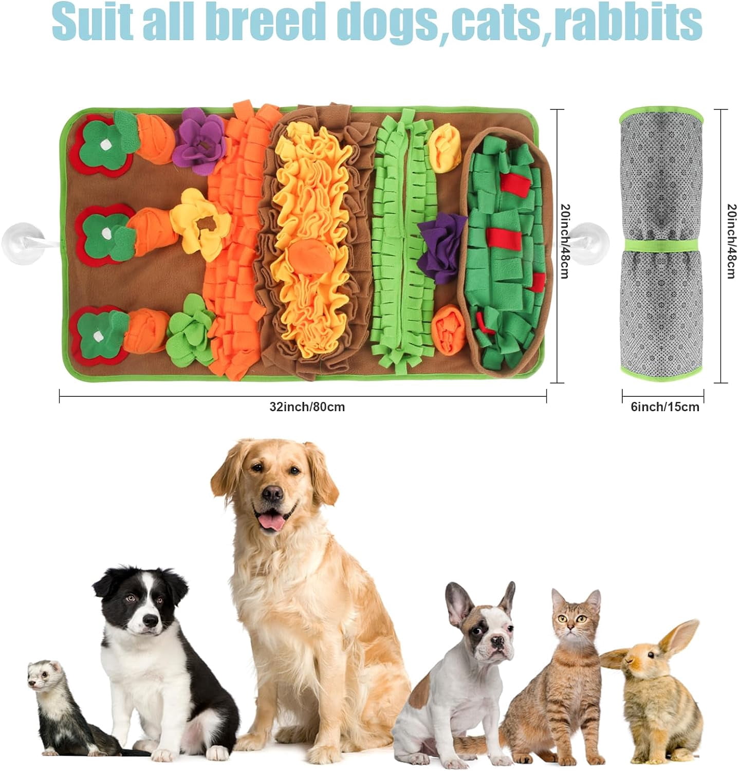 Snuffle Mat for Dogs Large Breed - 32'' X 20'' Washable Durable Sniff Mat for Slow Feeding Training, Enrichment Puzzle Toy for Mental Stimulation & Stress Relief Green-Yellow