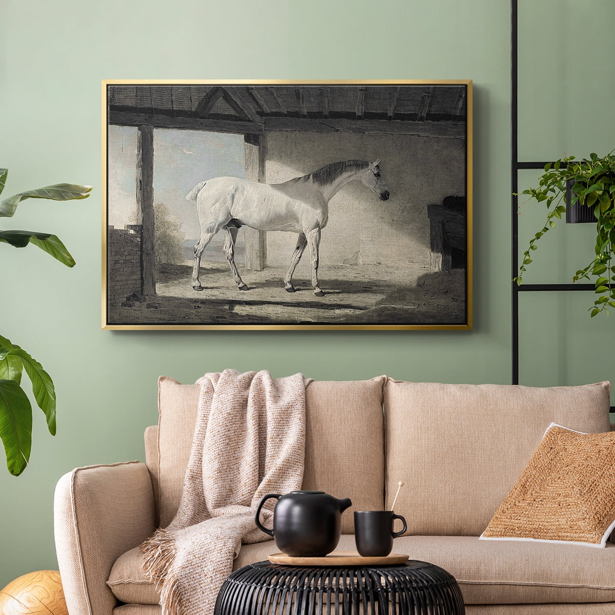 Vintage Animal Print-XLIII By Wexford Home Framed in Gold Wood Gallery Wrapped Canvas 25 in. x 37 in.