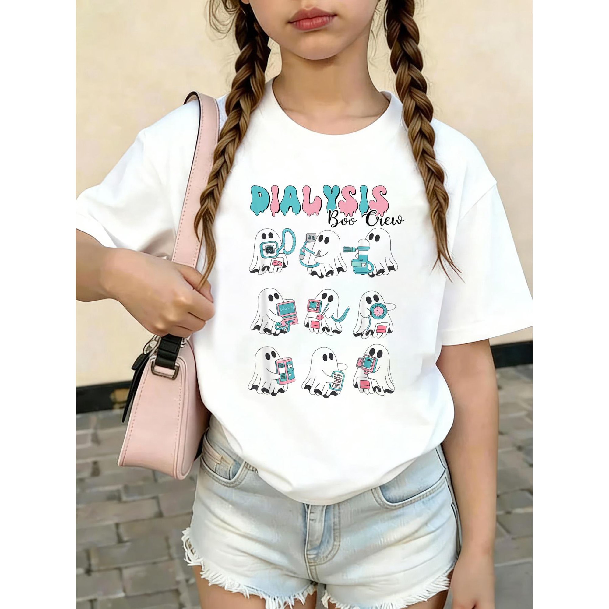 Dialysis tech Dialysis nurse Halloween Dialysis Boo Crew KidsCotton Graphic Tee Comfortable Party Dress T-Shirt