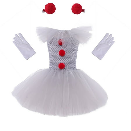 

Party Dress for Girls Personality Clown Performing Tulle Dress Girl Masquerade Dress Soft Dress Clothes for Girls Party Dress Light Gray M
