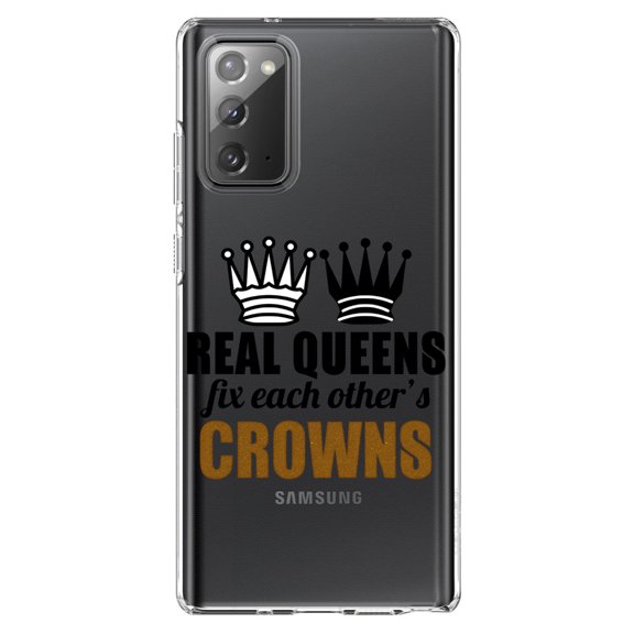 DistinctInk Clear Shockproof Hybrid Case for Galaxy Note 20 ULTRA (6.9" Screen) - TPU Bumper Acrylic Back Tempered Glass Screen Protector - Real Queens Fix Each Other's Crowns