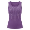 thumbnail image 3 of MHOSTAFH Women's Rhinestone Tank Top Sleeveless Scoop Neck Camisole Ribbed Going Out Tops for Club Party, 3 of 9